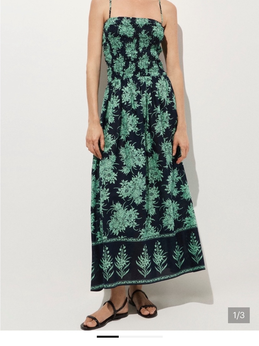 NEW! J. Crew Navy Maxi Dress with Mint Floral Print